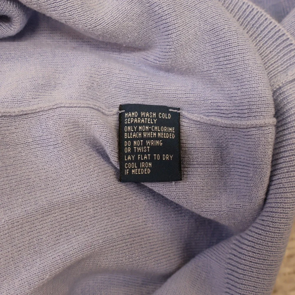 Polo Ralph Lauren Mens L V-Neck Sweater Periwinkle Blue Pima Cotton Italian Yarn